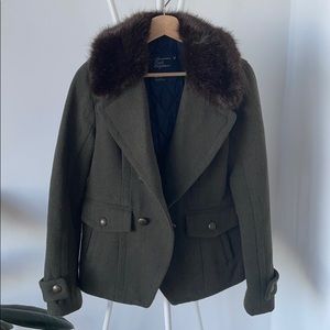 Military Coat Jacket w/ faux fur